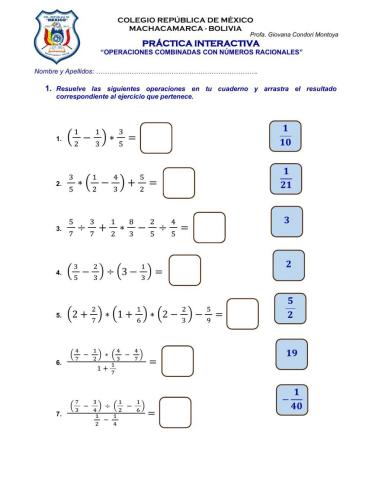 Operaciones combinadas con racionales