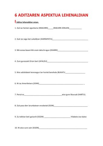 Aditzaren aspektua lehenaldian i