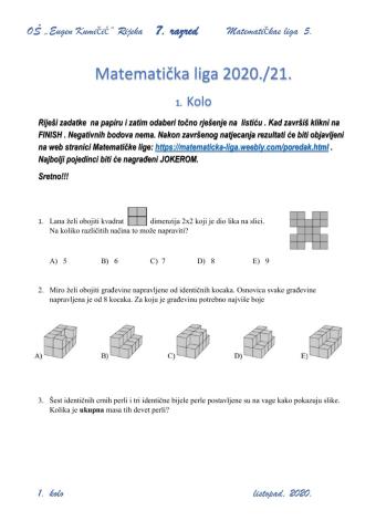 Matematička liga 7 razred