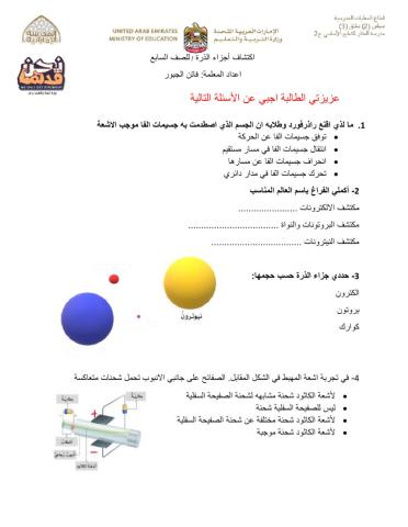 اكتشاف اجزاء الذرة 