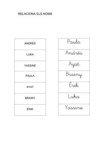 Relacionar noms de la classe lletra lligada Primer B