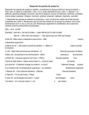 Rapporter les paroles de quelqu’un