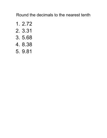 Rounding Decimals to tenth