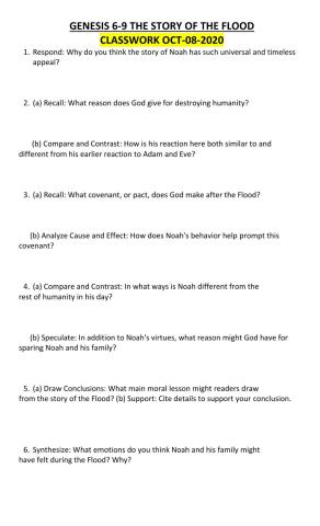 Classwork oct-08-2020 GENESIS 6-9