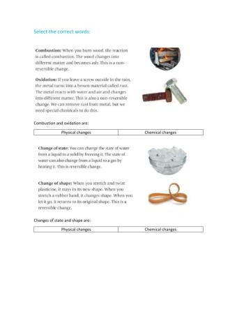 Physical and chemical changes - mixtures