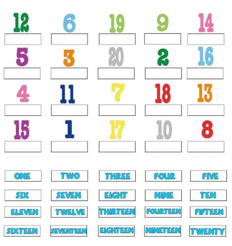 Numbers 1-20 drag and drop