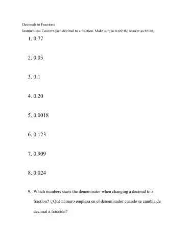 Convert decimals to fractions