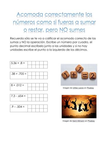 Acomodo de decimales