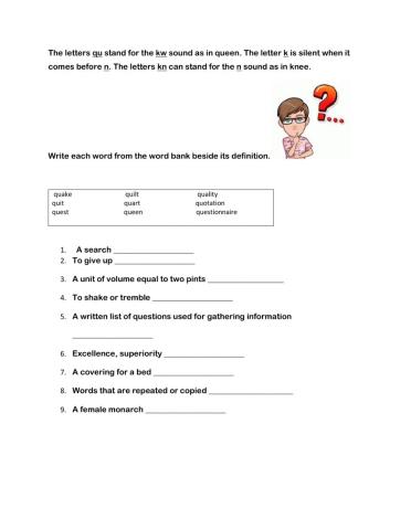 Words with qu and kn