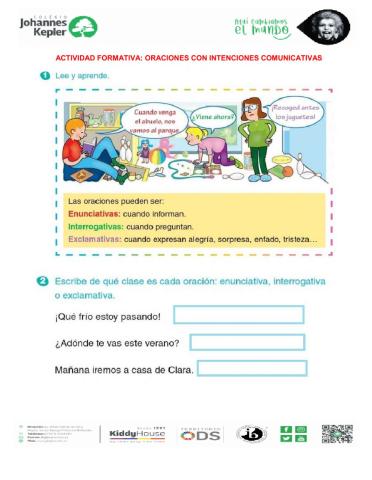 Oraciones con diversas intenciones comunicativas