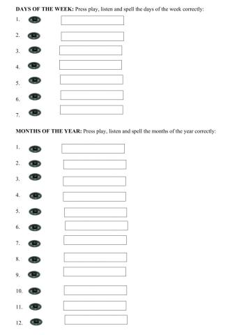 Days - Months - Spelling