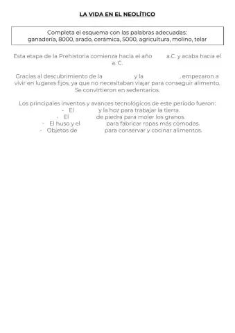 La vida en el neolítico