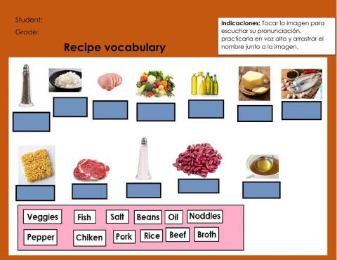 Recipe vocabulary