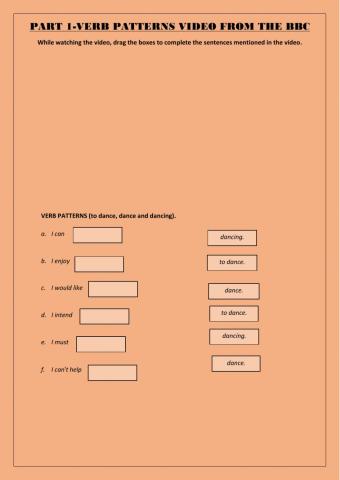 Verb patterns video and game