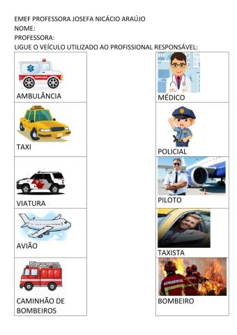 Ligar nome profissao e transporte