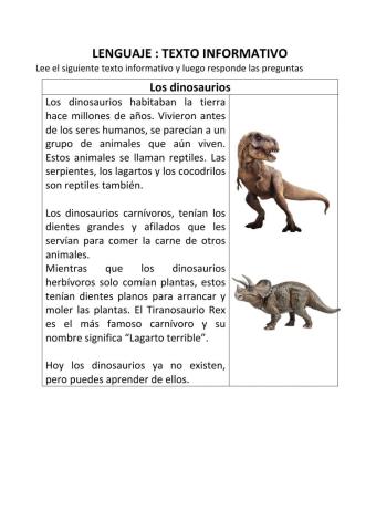 Texto informativo - Los dinosaurios