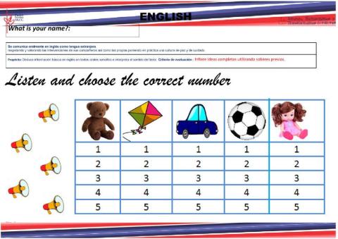 Toys colors and numbers