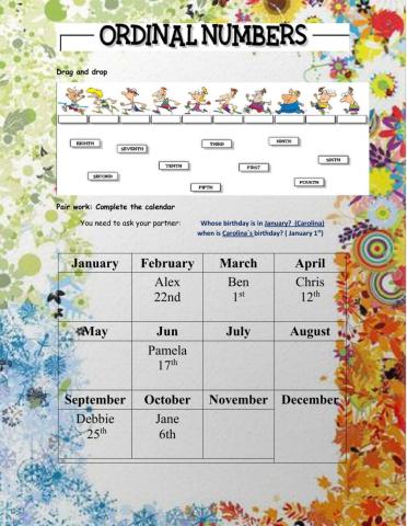 Pair Work: Birthdays A