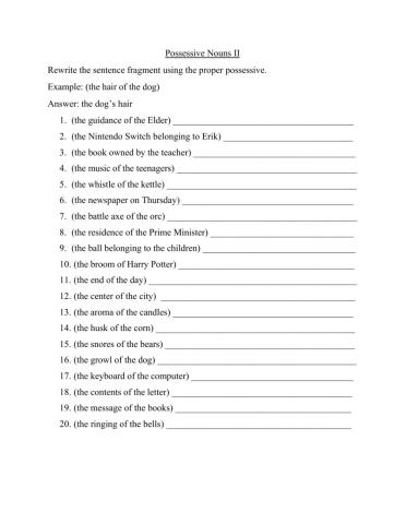 Possessive Nouns 2