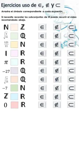 Uso de símbolos de pertenencia y de subconjunto