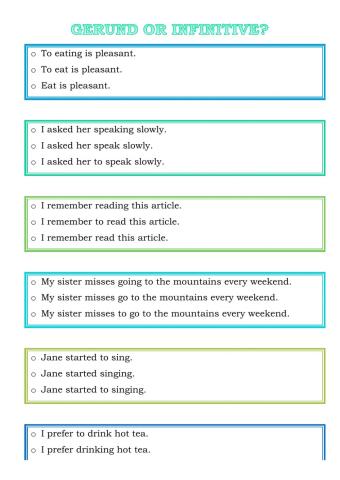 Gerund or infinitive?