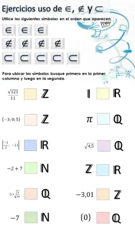 Uso de símbolos de pertenencia y de subconjunto