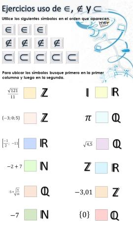 Uso de símbolos de pertenencia y de subconjunto
