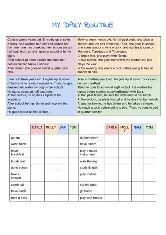 Present simple routines