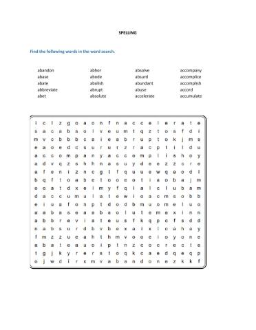 Spelling Word Search