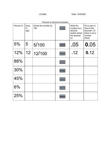 - to decimal by dividing by 100
