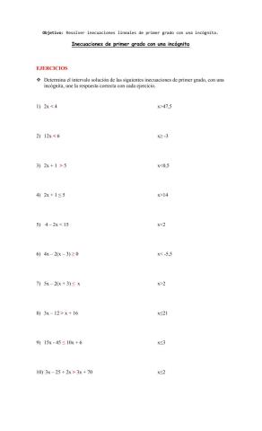 Inecuaciones de primer grado