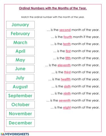 Match the months