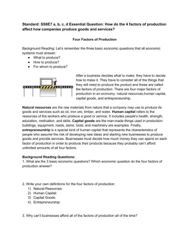 Four Factors of Production