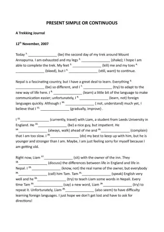 L5 Present Simple Continuous gap fill