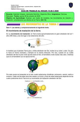 Movimientos de traslación de la tierra