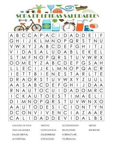 Sopa de letras saludable