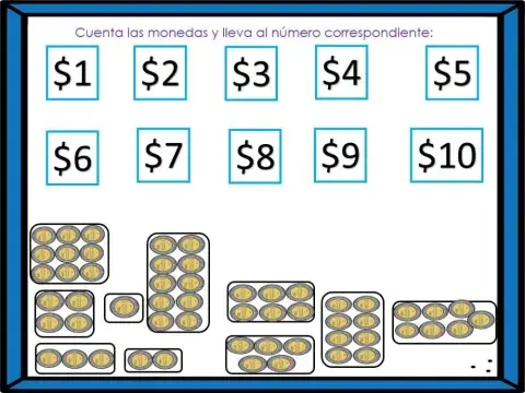 Conteo de monedas hasta el 10