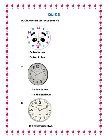 Telling the time and household activities