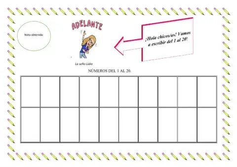 Numeración hasta el 20.