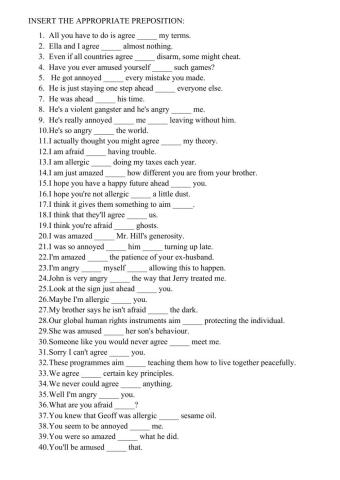 Verbs, Adjectives, Nouns with Prepositions