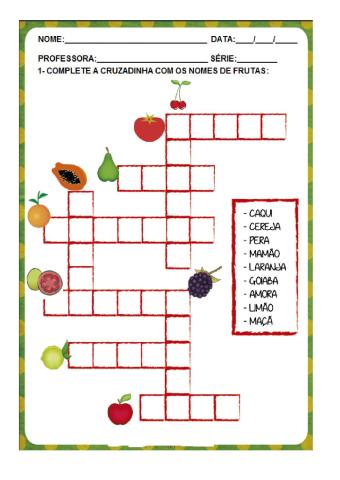 Cruzadinha de frutas