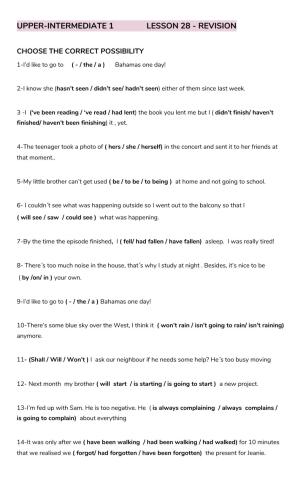 Upper Intermediate 1 - Online Lesson 28