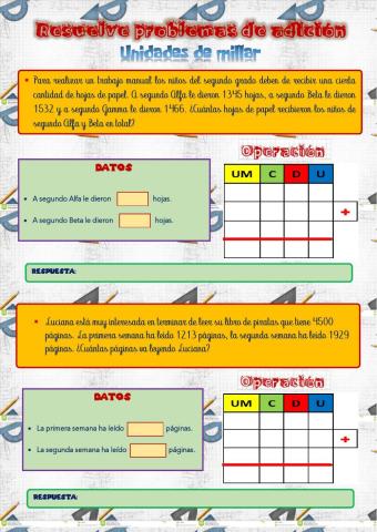 Problemas de adición (9999)