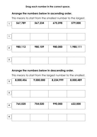 Ascending and Descending Order