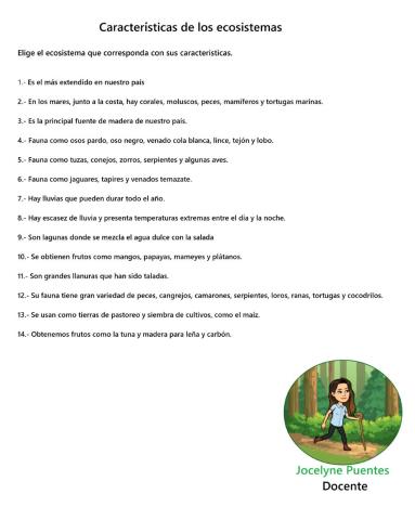 Caracteristicas de los ecosistemas 