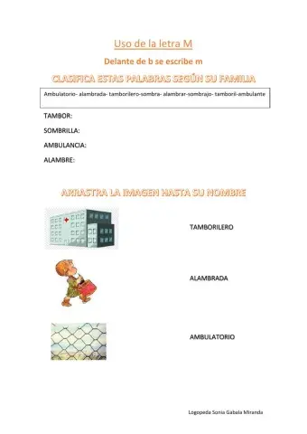 Palabras con m delante de b