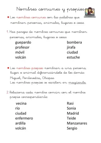 Nombres comunes y propios