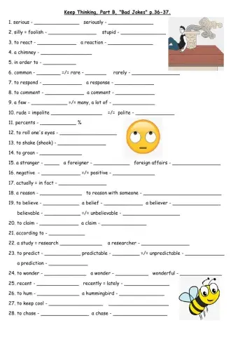 Keep Thinking Unit 2 Part B Bad Jokes Vocabulary Dina Shterengas