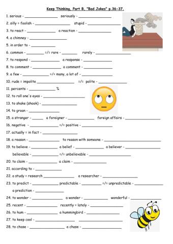 Keep Thinking Unit 2 Part B Bad Jokes Vocabulary Dina Shterengas