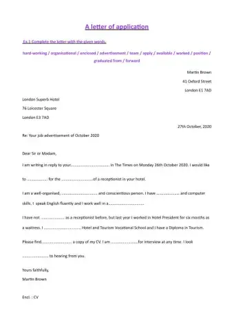 Letter of application